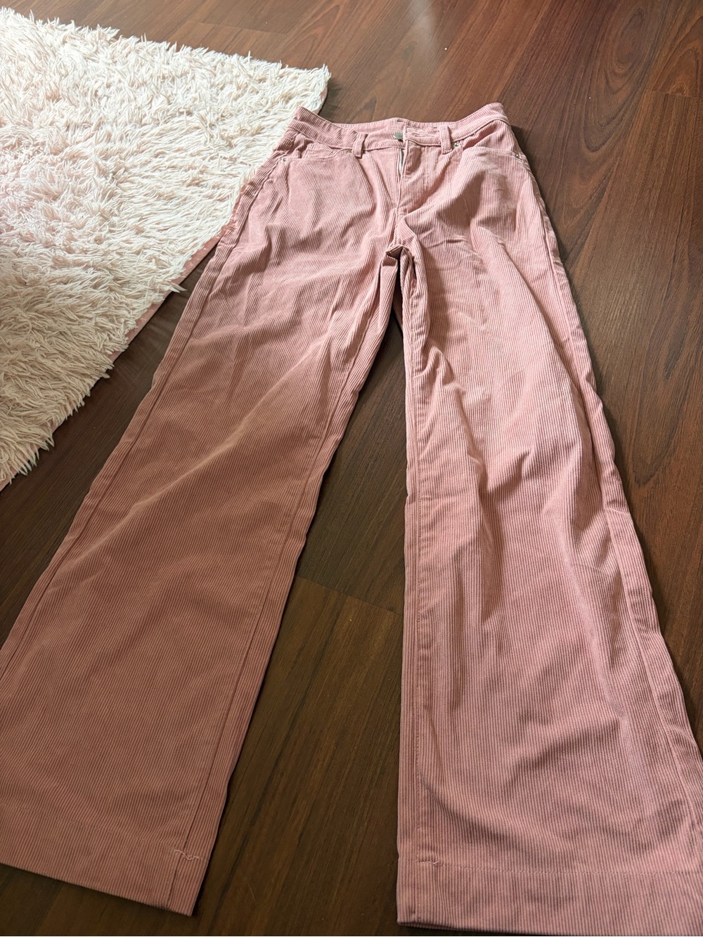 Wide Leg Pink Corduroy Pants